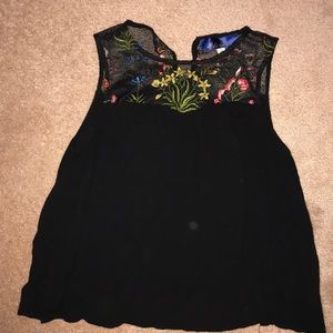 Embroidered Flowing Tank